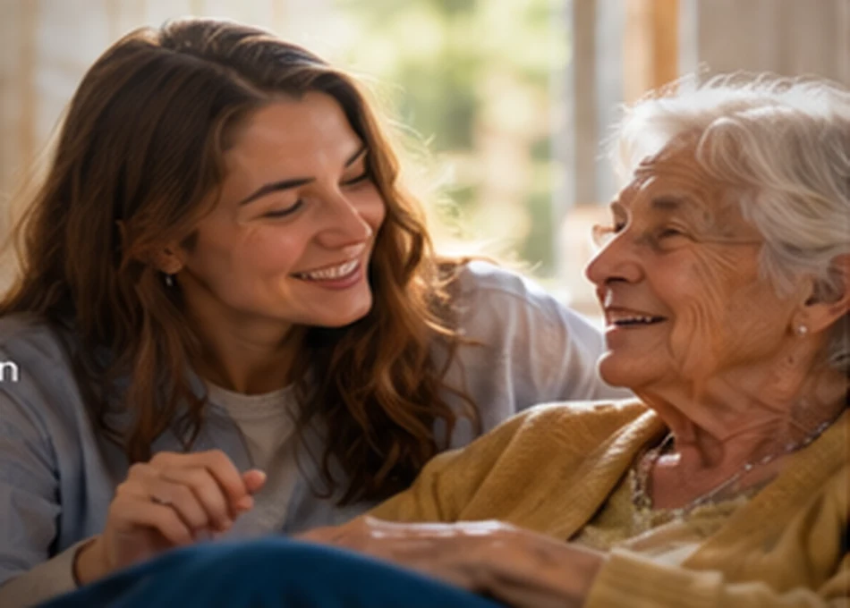 Une jeune femme discute chaleureusement avec sa grand-mère